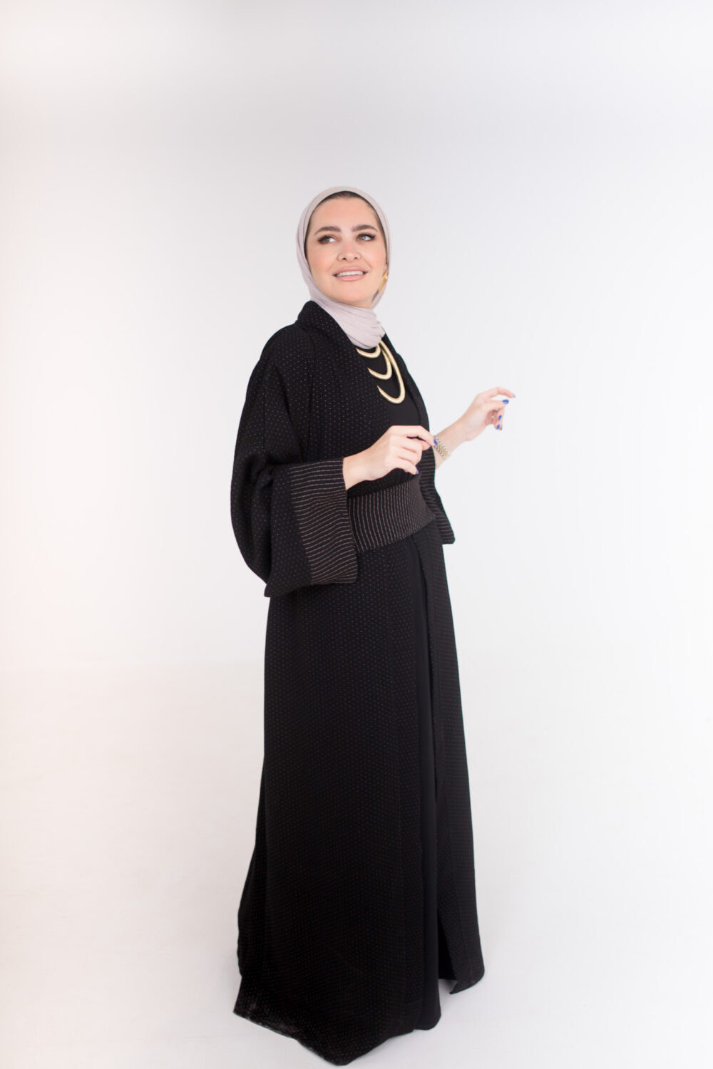 Dotted double face abaya