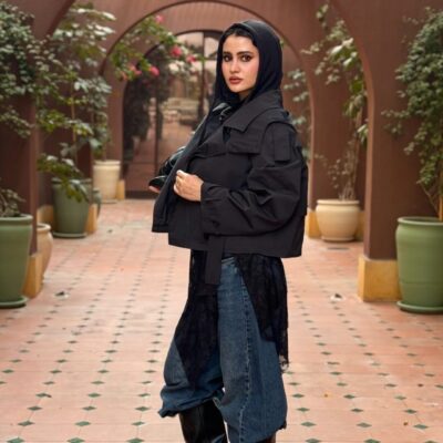 Alternative view of cropped waterproof jacket